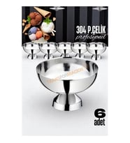 6 Lı Ayaklı Dondurma Tatlı Kokteyl Sunum Kasesi - Paslanmaz Çelik 10 Cm 721649