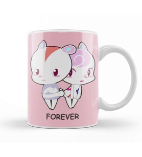 Couple Love Cartoon Kupa Bardak Porselen