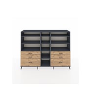 Hyperion Dolap 10 Raflı 6 Çekmeceli  220x44x163 Antrasit-Antrasit/Çam
