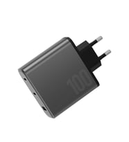 AmpCharge GaN100 2 Adet 100W Type-C ve 30W USB 3.0 Çıkışlı Hızlı Şarj Aleti - Koyu Gri