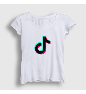 Presmono Kadın Beyaz Logo Sosyal Medya Tiktok T-Shirt 485917tt (Beyaz)