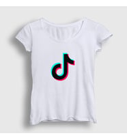 Presmono Kadın Beyaz Logo Sosyal Medya Tiktok T-Shirt 485917tt (Beyaz)