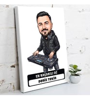 DJ’e Hediye Erkek Karikatürlü Kanvas Tablo