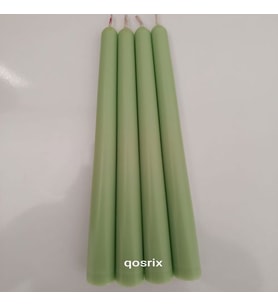 qosrix 4'lü Açık Yeşil Şamdan Soya Mumu 1. Kalite Soya Doğal Vanilya Kokulu Uzun Çubuk Konik Mum Dekoratif