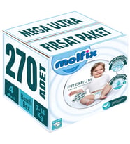 Molfix Premium Bebek Bezi Beden:4 (7-14KG) Maxi 270 Adet Mega Ultra Fırsat Pk