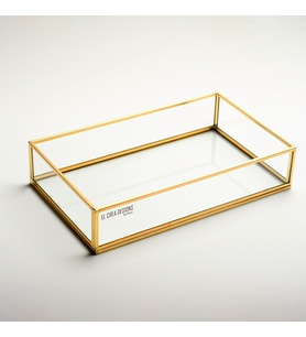 25x15x5 Cam Tepsi Söz Nişan Servis Yüzük Sunum Tepsi Damat Kahvesi Organizasyon  Pirinç & Gold, Bakır, Siyah, Gümüş (Gold)