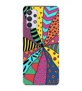 PrintiFy Samsung Galaxy A32 ile Uyumlu 1mm Slim Fit Retro Renkler 4 Baskılı Şeffaf  Kılıf
