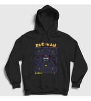 Presmono Unisex Siyah Map Pac Man Pacman Kapüşonlu Sweatshirt 312118tt