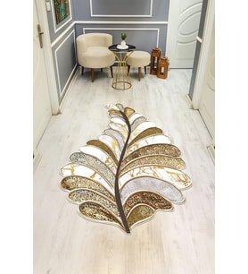 Modern Lazer Kesim Dijital Baskı Kaymaz Taban Halı H0415 (Çok Renkli)