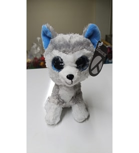 Peluş Büyük Parlak Gözlü Gri Kurt 15 cm