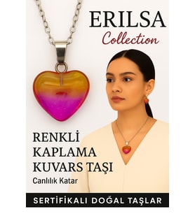 Sertifikalı Renkli Kaplama Kuvars Taşı Kolye (Mor Sarı) – Zihinsel Berraklık ve Yaşam Enerjisi Taşı (Çok Renkli)