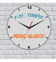 Fizyoterapistlere Özel İsim Yazılı Cam Duvar Saati