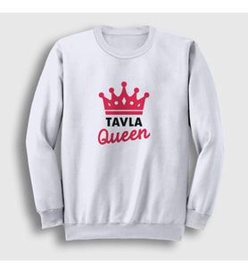 Presmono Unisex Beyaz Backgammon Queen Tavla Kraliçesi Oyun V2 Sweatshirt 417791tt (Beyaz)