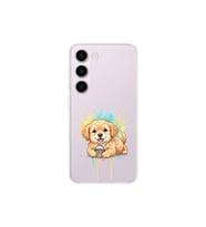 Samsung Galaxy S23 ile Uyumlu Splash Köpek Tasarımlı Şeffaf Silikon Kılıf