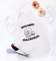 BK Gift Yıkılmadım Dinleniyorum Tasarımlı Beyaz Mutfak Önlüğü - Model 1