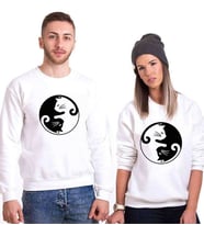 Tshirthane Cat Yingyang Sevgili Kombinleri Sweatshirt Kombini (Tek Ürün Fiyatıdır.)