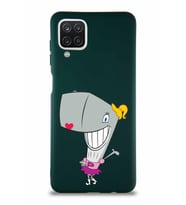 Samsung Galaxy A12 Soft Premier Kapak Pearl Yengeç Tasarımlı Silikon Kılıf - Yeşil (Şeffaf)