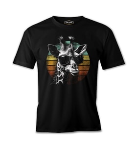 Giraffe with Sunglasses Siyah Erkek Tshirt