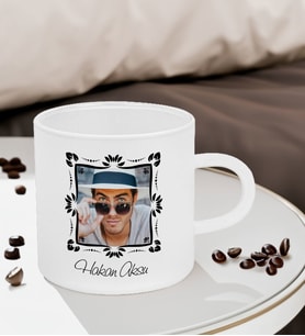 BK Gift Kişiye Özel Fotoğraflı Buzlu Cam Türk Kahvesi Fincanı-3, Sevgiliye Hediye, Arkadaşa Hediye, Anneye Hediye, Ofis Hediyesi