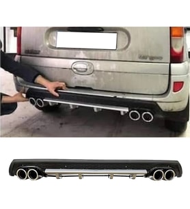 Renault Kangoo Gri Difüzör Çiftli Yuvarlak Egzoz Görünümlü D Tip Difizör