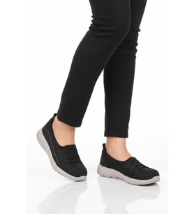 Walkway Siyah Buz Fileli Hafif Esnek Kadın Günlük Yürüyüş ve Spor Ayakkabı Bst-1009 G