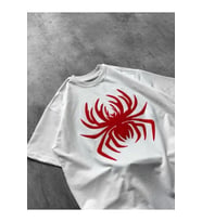 Erkek Örümcek Baskılı Tişört Kısa Kollu Bisiklet Yaka T-Shirt - Beyaz
