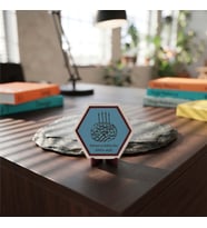Modern Tasarım İslami Hat Sanatı Masaüstü Süsü, Ofis Masaları İçin Huzur Verici Bir Parça 10x10 cm, Gök Mavi