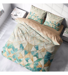 MonoHome Geometric Watercolor 3D Pamuk Saten Çift Kişilik Nevresim Takımı (Karışık)