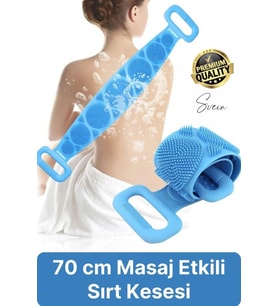 Banyo Duş Sırt Kesesi Çift Taraflı Silikon Lifi Fırçası 70 Cm Cilt Temizlik Peeling Masaj Uzun