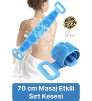 Banyo Duş Sırt Kesesi Çift Taraflı Silikon Lifi Fırçası 70 Cm Cilt Temizlik Peeling Masaj Uzun