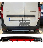 Dacia Dokker Difüzör Arka Tampon Eki 2 Egzoz Çıkışlı Kırmızı Lüx Tip