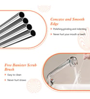 Ekstra Uzun Paslanmaz Çelik Pipet Seti – 3 Parça (Eğri + Düz + Fırça)