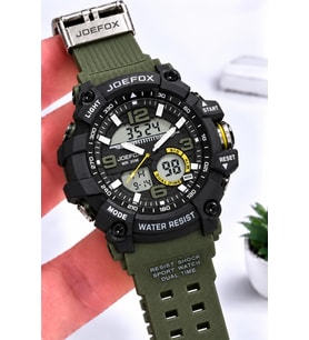 Joefox Digital Ve Analog 2 Yıl Garantili Kronmetre+Takvim+Alarm+Aydınlatma Erkek Kol Saati JOE.S5