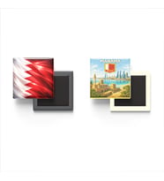 Buzdolap Magnetleri - Bahreyn Bayrağı ve Manama Retro Tema - 2'li Set Magneti