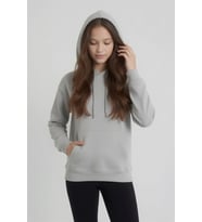 Gri Kız Çocuk Kanguru Cepli Şardonlu Kapüşonlu Sweatshirt 24692