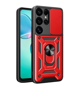 Samsung Galaxy S26 Ultra Pars Lens Yüzüklü Silikon - Kırmızı