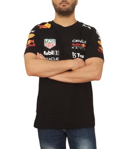 Erkek Bisiklet Yakalı Honda Redbull Baskılı Kısa Kollu Siyah Tişört Ety-Hndr