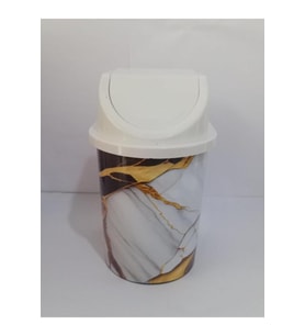 Şık Mermer Desenli 3L Çöp Kovası, 24x13 cm, Klick Kapaklı