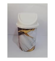 Şık Mermer Desenli 3L Çöp Kovası, 24x13 cm, Klick Kapaklı