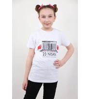 Toontoy Unisex Çocuk 23 Nisan Baskılı Tişört (Beyaz)