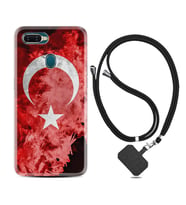 Oppo A5S A15 A16 A54 A55 A73 A74 Kılıf Boyun Askılı Silikon Şanlı Türk Bayrağı 1315