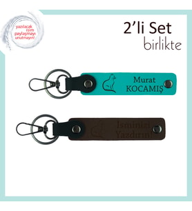 Miyavlı Günlere Anı Olsun Diye, Kedi Temalı, Kişisel Anahtarlık, Koyu Turkuaz-Koyu Kahve