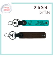 Miyavlı Günlere Anı Olsun Diye, Kedi Temalı, Kişisel Anahtarlık, Koyu Turkuaz-Koyu Kahve