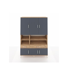 Hyperion Dolap 8 Raflı 2 Çekmeceli 6 Kapaklı 132x44x195 Çam-Antrasit/Çam