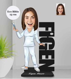 Kişiye Özel İsimli Doktor Kadın Ahşap Eco Biblo -1