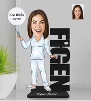 Kişiye Özel İsimli Doktor Kadın Ahşap Eco Biblo -1