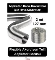 Alüminyum Kopmaz Yırtılmaz Ankastre Baca Aspiratör Davlumbaz Şofben Havalandırma Borusu 2 mt 127 mm