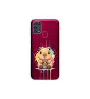 Samsung Galaxy M31 ile Uyumlu Splash Kapibara Tasarımlı Şeffaf Silikon Kılıf