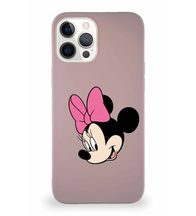 Apple iPhone 12 Pro Max Soft Premier Kapak Minnie Mouse-B Tasarımlı Silikon Kılıf - Pudra (Şeffaf)
