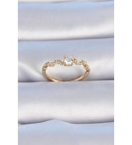 pilelistore Pirinç Gold Renk Tek Taş Model Zirkon Taşlı Kadın Yüzük - TJ-BYK3314